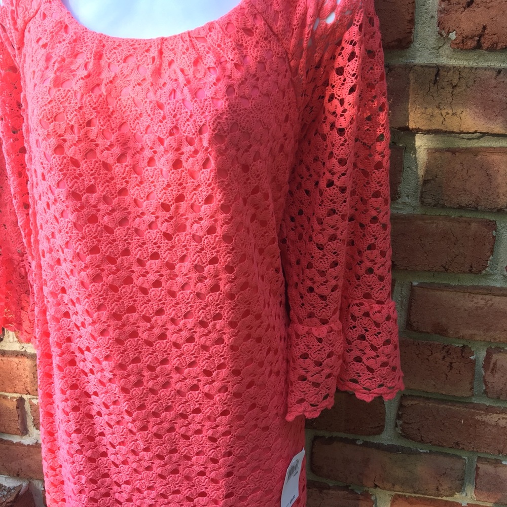 NWT Rabbit Rabbit Rabbit Coral LACE Dress 16W - Picture 7 of 8